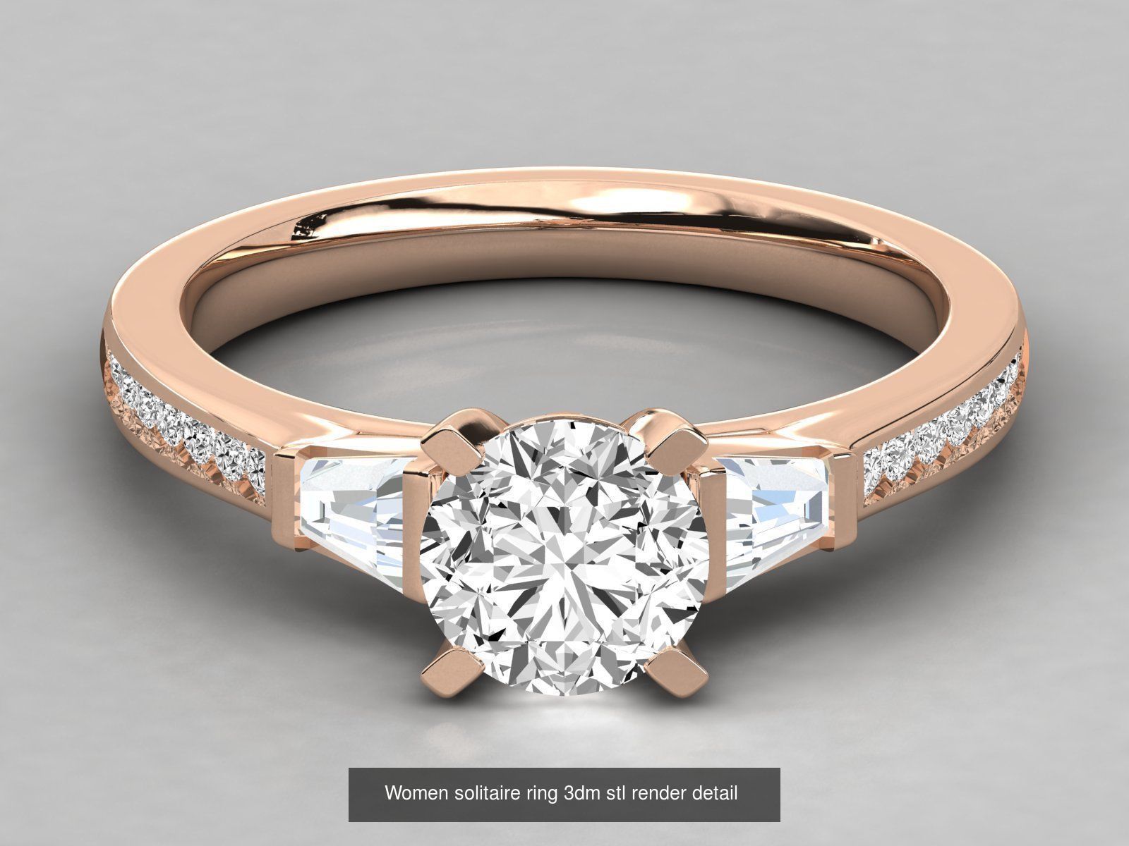 235 Women solitaire ring 3dm stl 9 render detail  3D Model Collection_89
