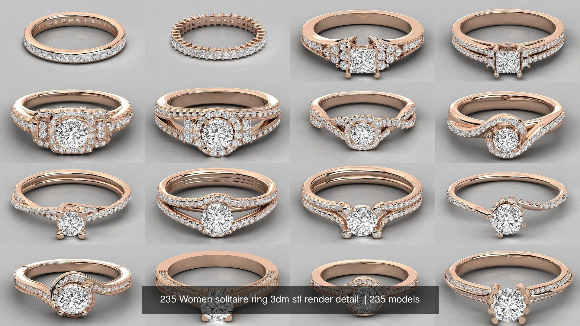 235 Women solitaire ring 3dm stl 9 render detail  3D Model Collection_29