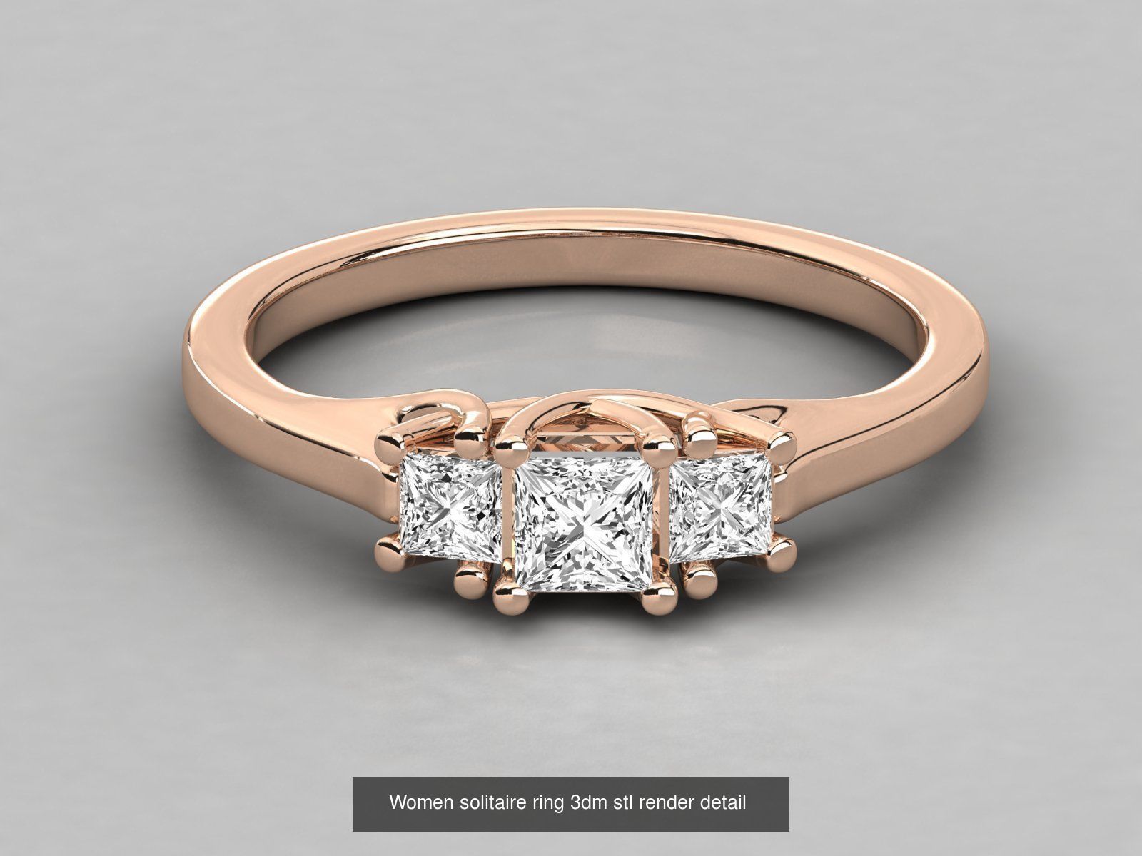 235 Women solitaire ring 3dm stl 9 render detail  3D Model Collection_99