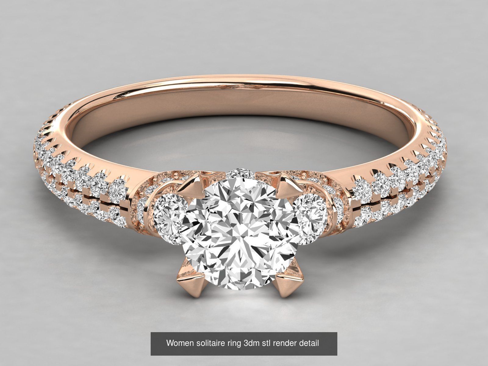 235 Women solitaire ring 3dm stl 9 render detail  3D Model Collection_82