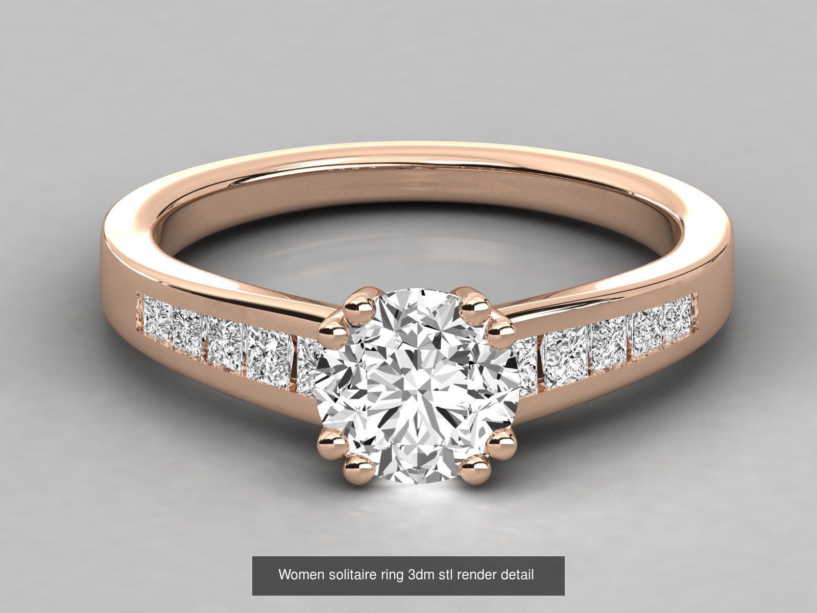 235 Women solitaire ring 3dm stl 9 render detail  3D Model Collection_65