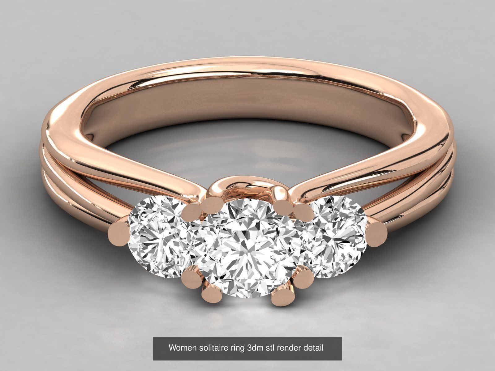 235 Women solitaire ring 3dm stl 9 render detail  3D Model Collection_83