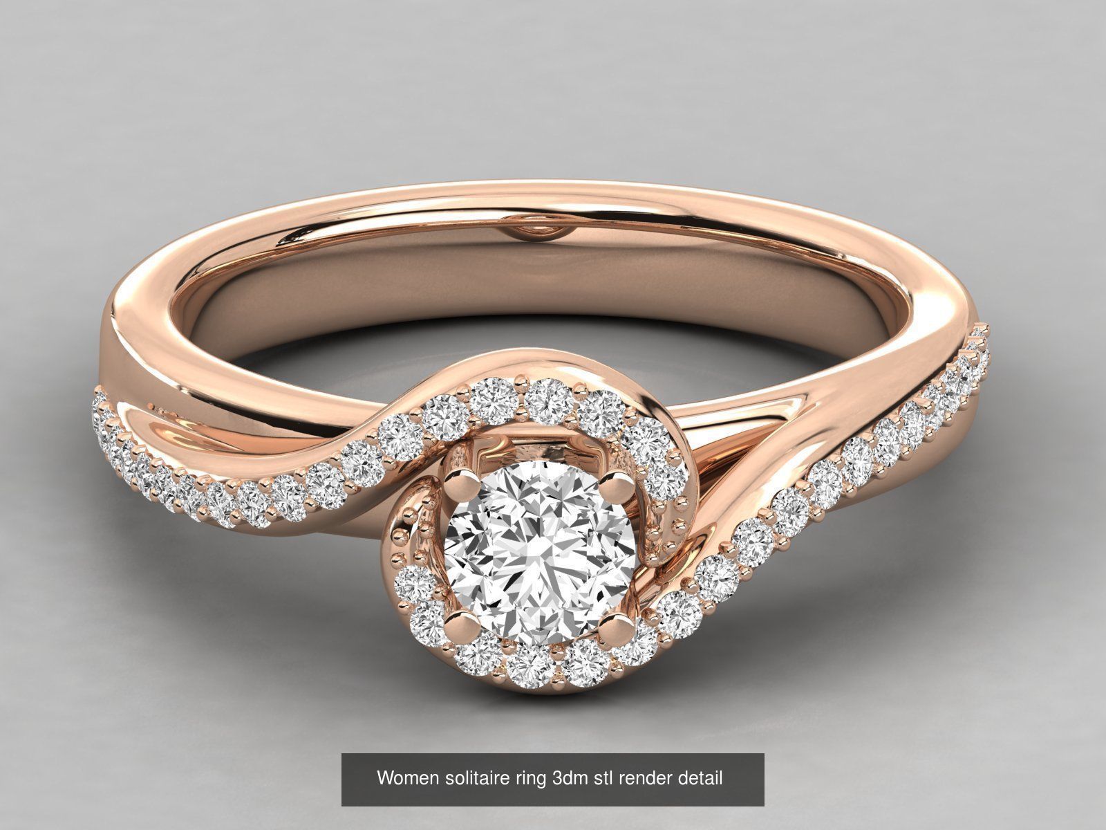 235 Women solitaire ring 3dm stl 9 render detail  3D Model Collection_128