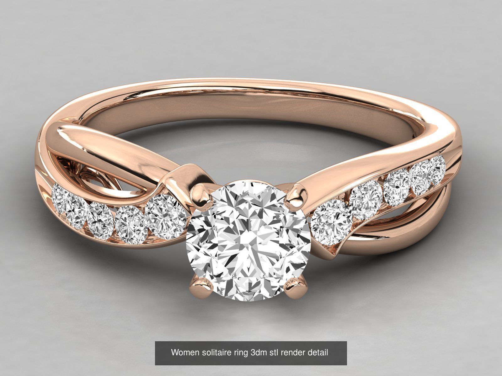 235 Women solitaire ring 3dm stl 9 render detail  3D Model Collection_195