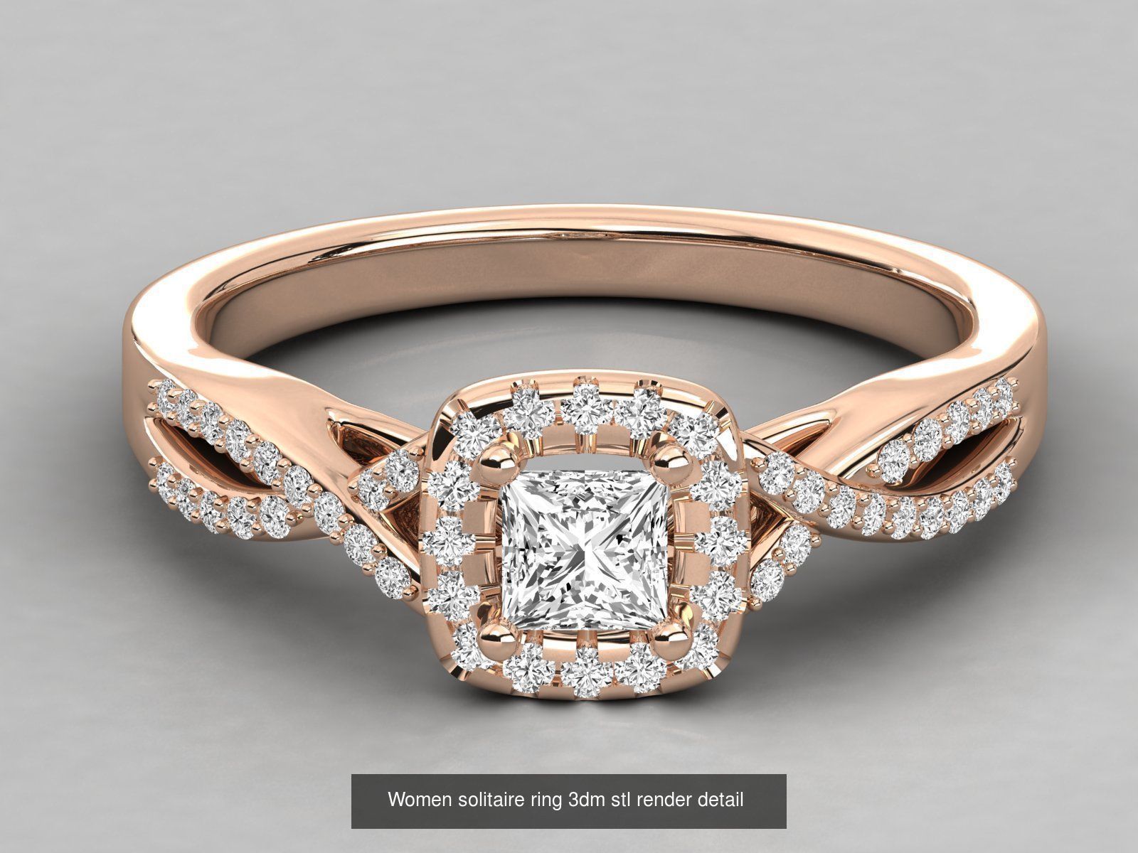 235 Women solitaire ring 3dm stl 9 render detail  3D Model Collection_165