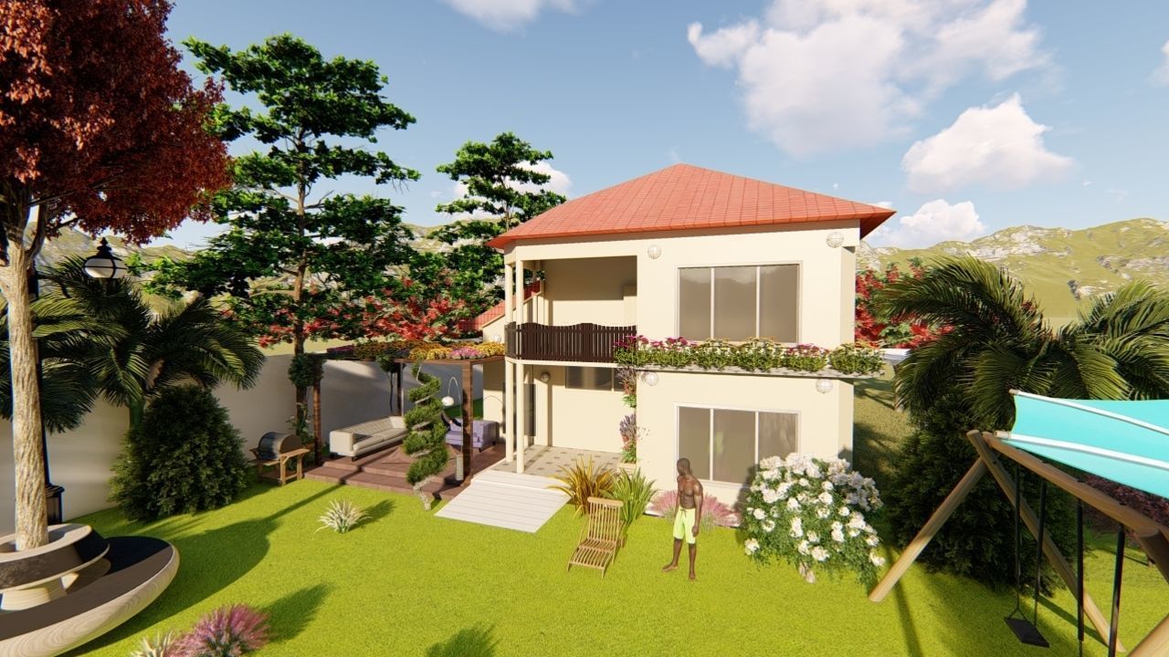 Baghdad house Deck and garden 3D model_4