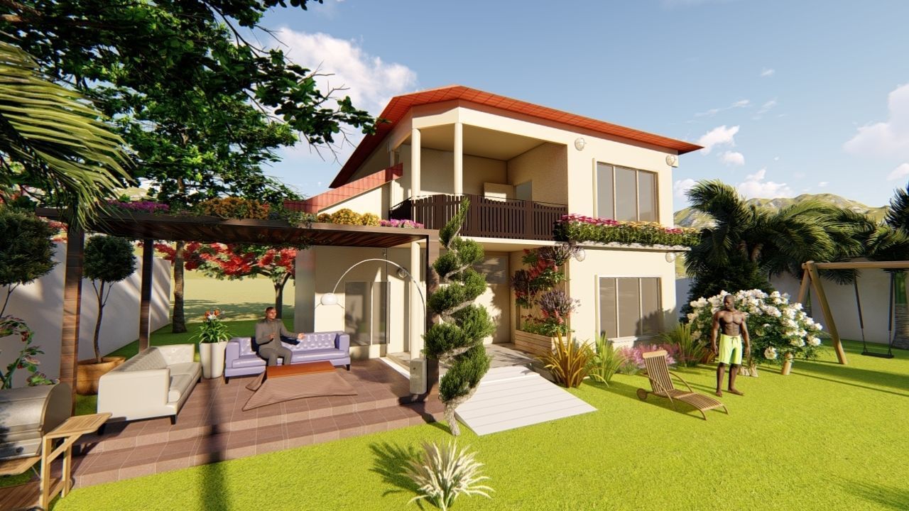 Baghdad house Deck and garden 3D model_1