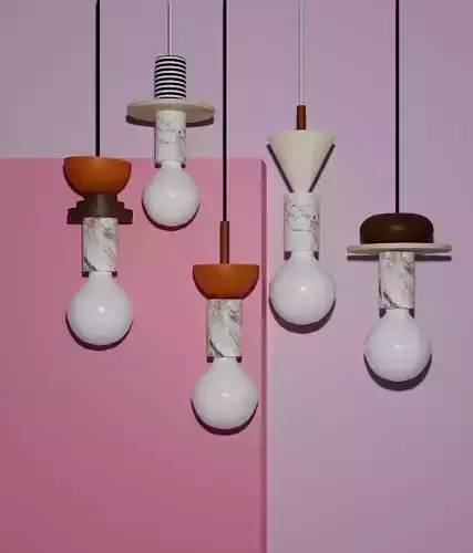 SHOWPICHE five light fixtures hanging from wall Low-poly 3D model