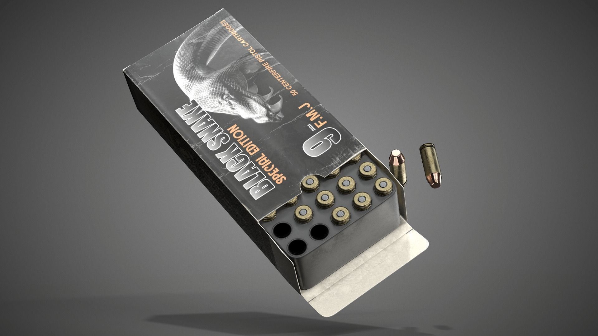 Pistol cartridges ammunition pack - 3D VR  AR  game ready  Low-poly 3D model_17