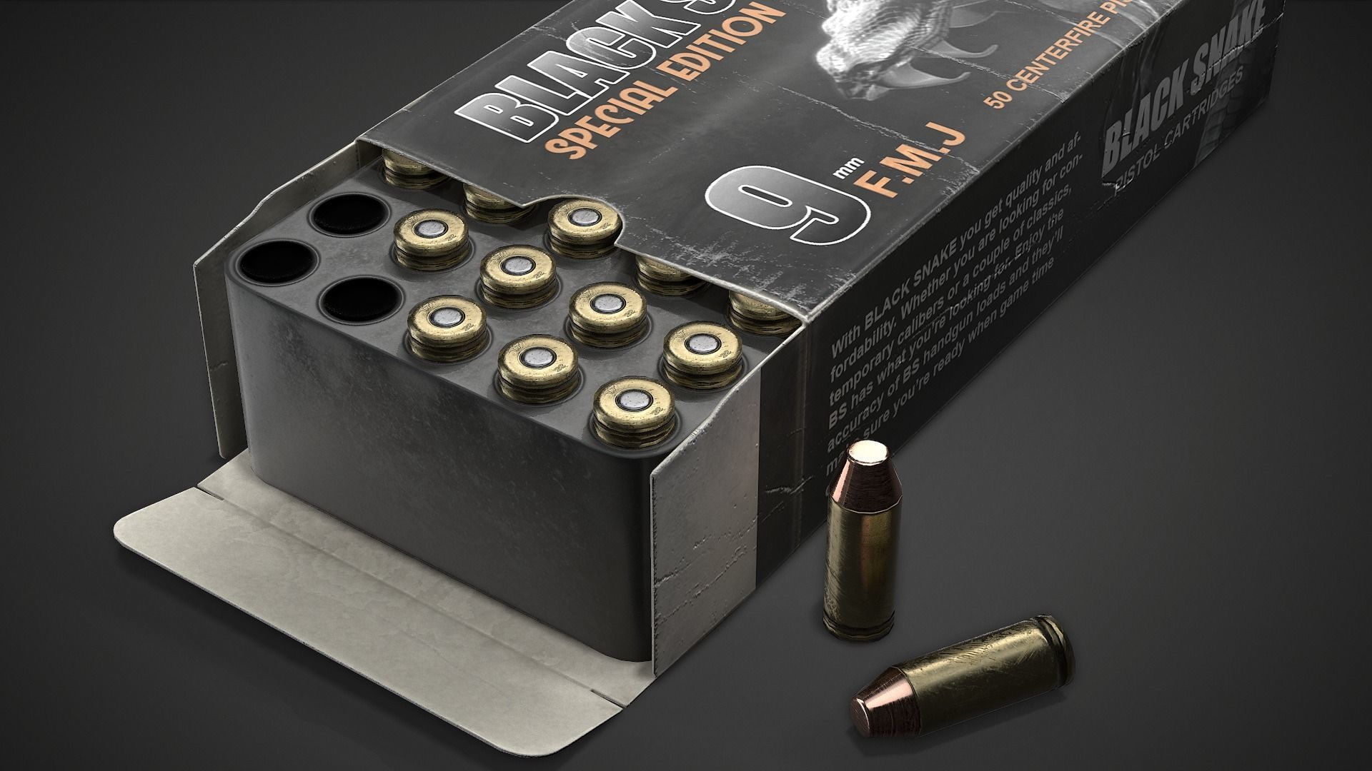 Pistol cartridges ammunition pack - 3D VR  AR  game ready  Low-poly 3D model_22