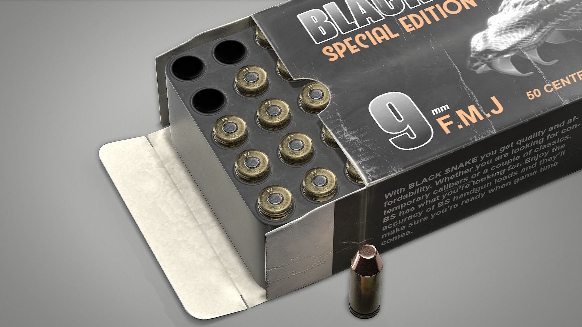 Pistol cartridges ammunition pack - 3D VR  AR  game ready  Low-poly 3D model_23