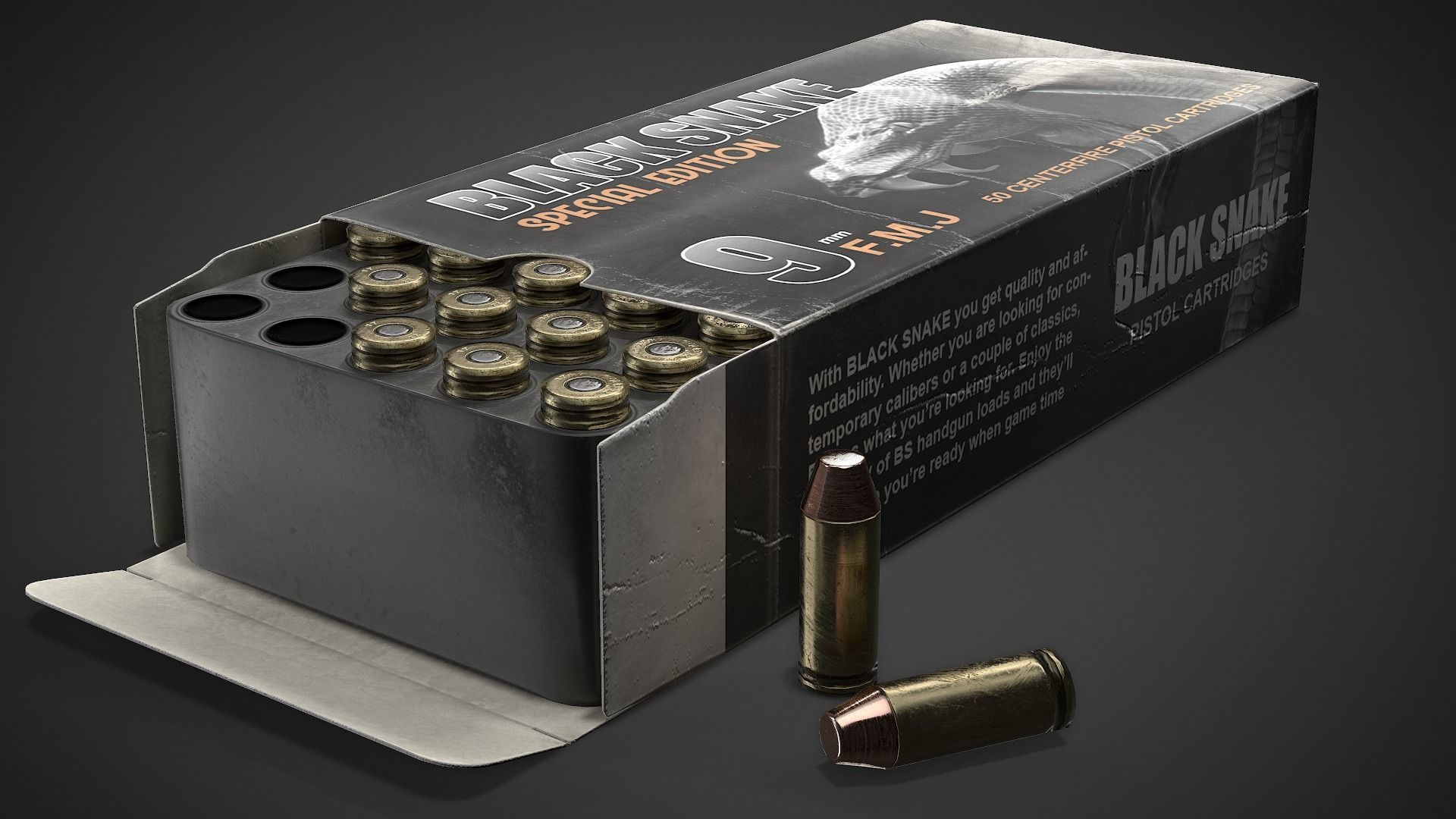 Pistol cartridges ammunition pack - 3D VR  AR  game ready  Low-poly 3D model_16