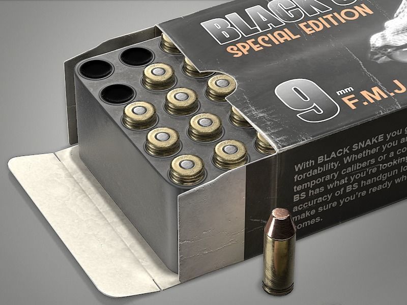 Pistol cartridges ammunition pack - 3D VR  AR  game ready  Low-poly 3D model_15