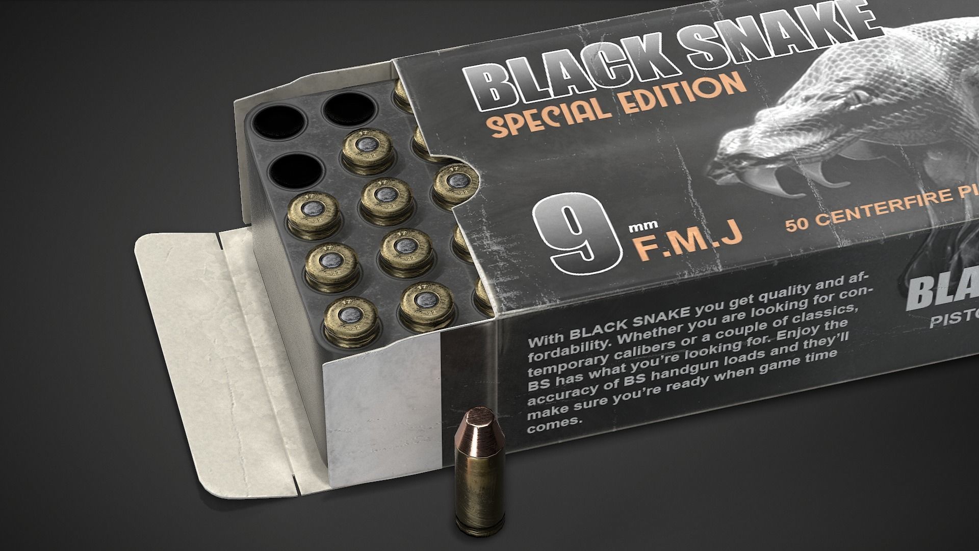 Pistol cartridges ammunition pack - 3D VR  AR  game ready  Low-poly 3D model_11