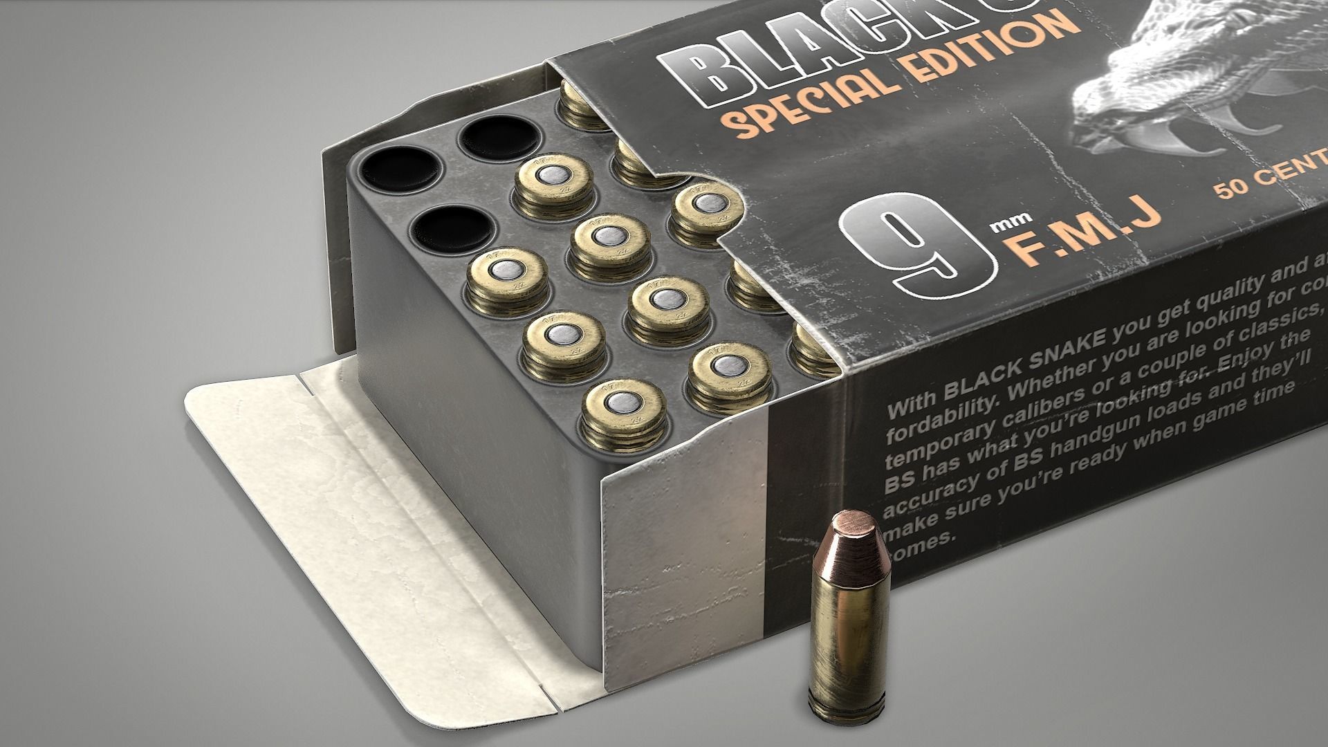 Pistol cartridges ammunition pack - 3D VR  AR  game ready  Low-poly 3D model_31
