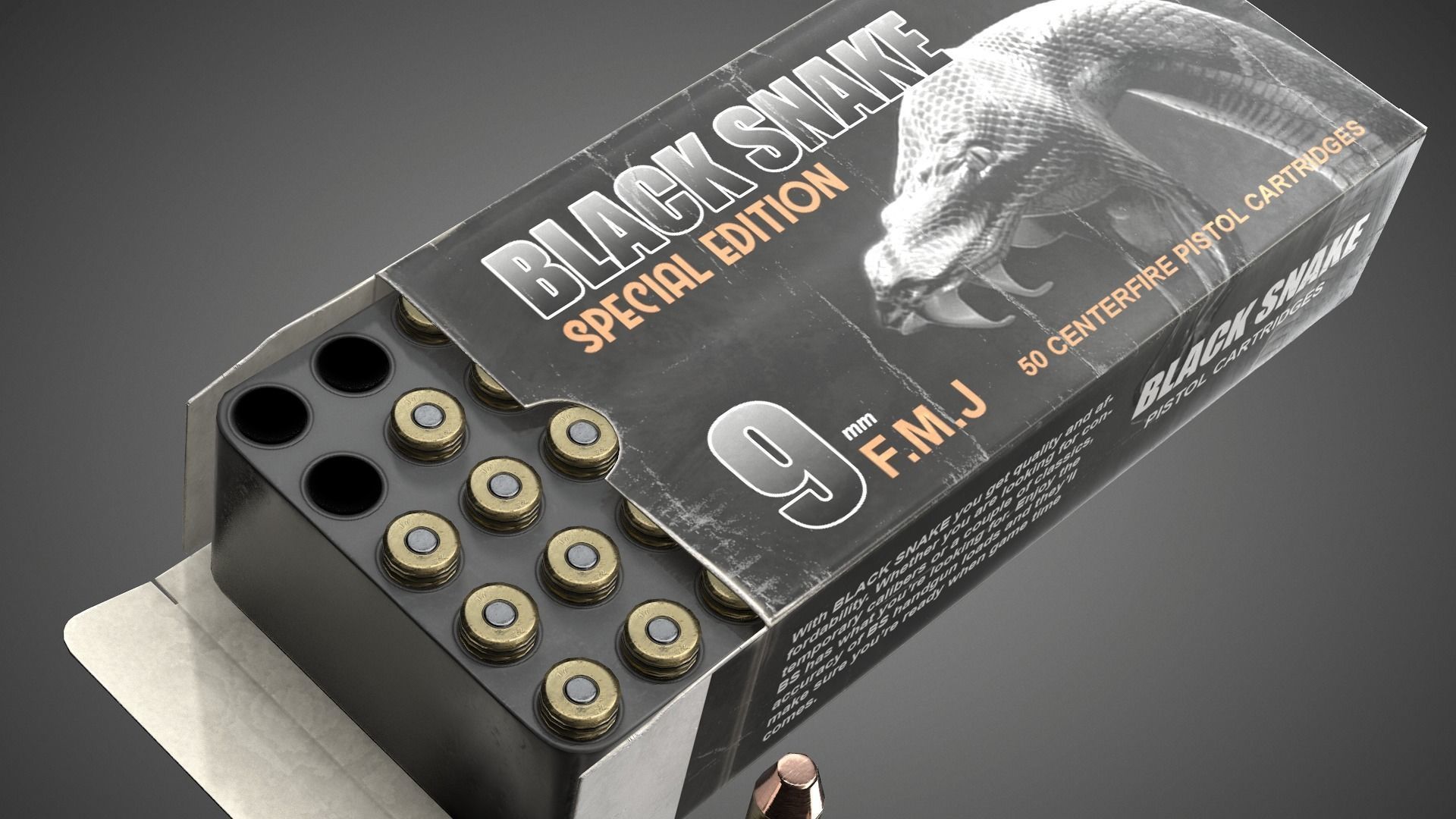 Pistol cartridges ammunition pack - 3D VR  AR  game ready  Low-poly 3D model_2