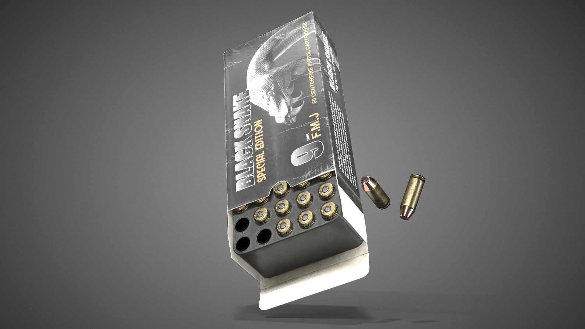 Pistol cartridges ammunition pack - 3D VR  AR  game ready  Low-poly 3D model_26
