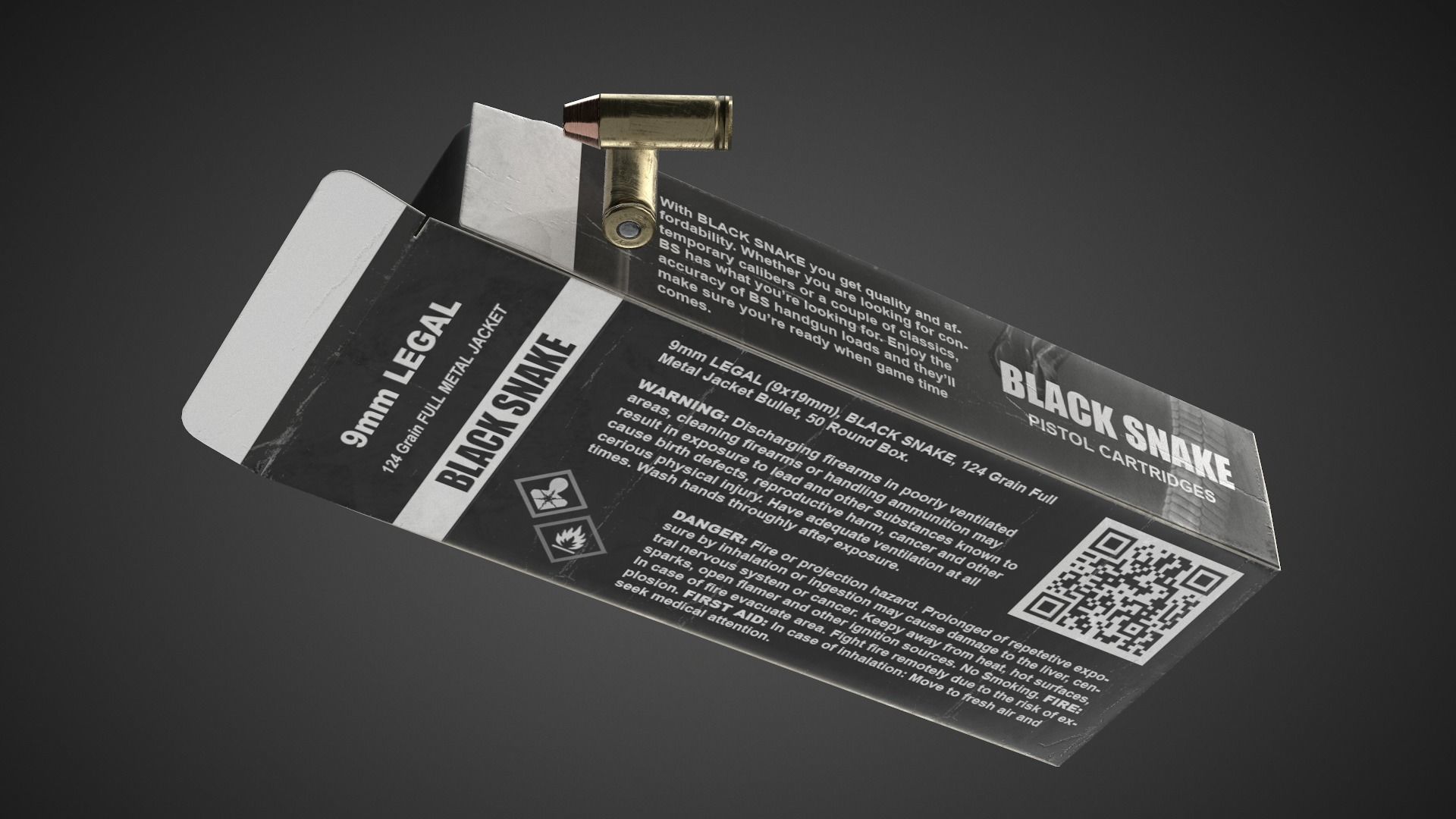 Pistol cartridges ammunition pack - 3D VR  AR  game ready  Low-poly 3D model_5