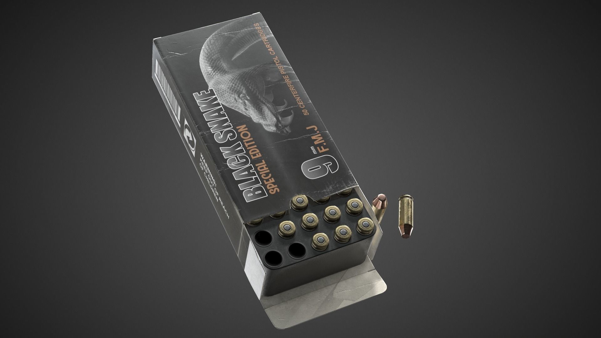 Pistol cartridges ammunition pack - 3D VR  AR  game ready  Low-poly 3D model_14