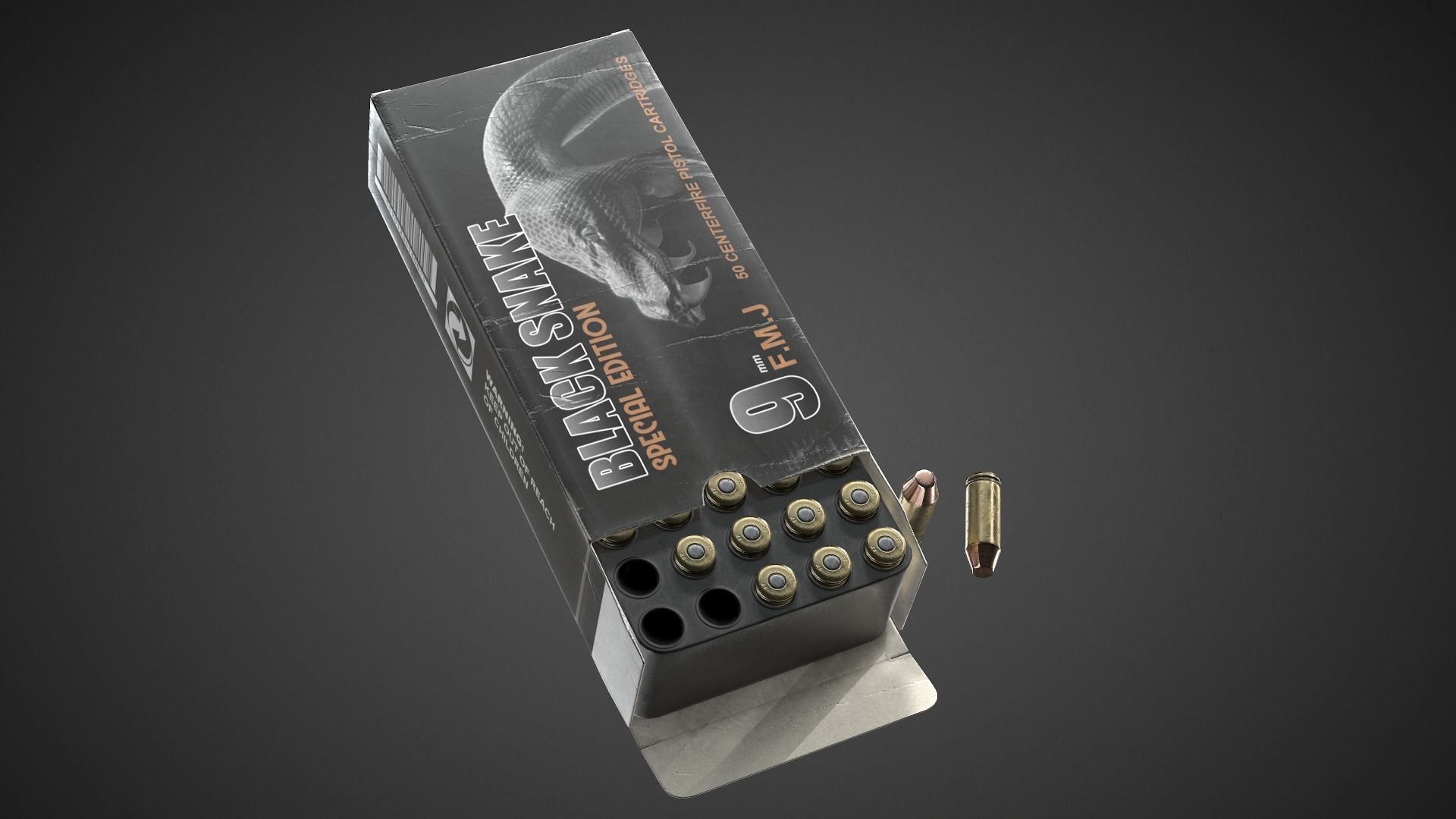 Pistol cartridges ammunition pack - 3D VR  AR  game ready  Low-poly 3D model_13