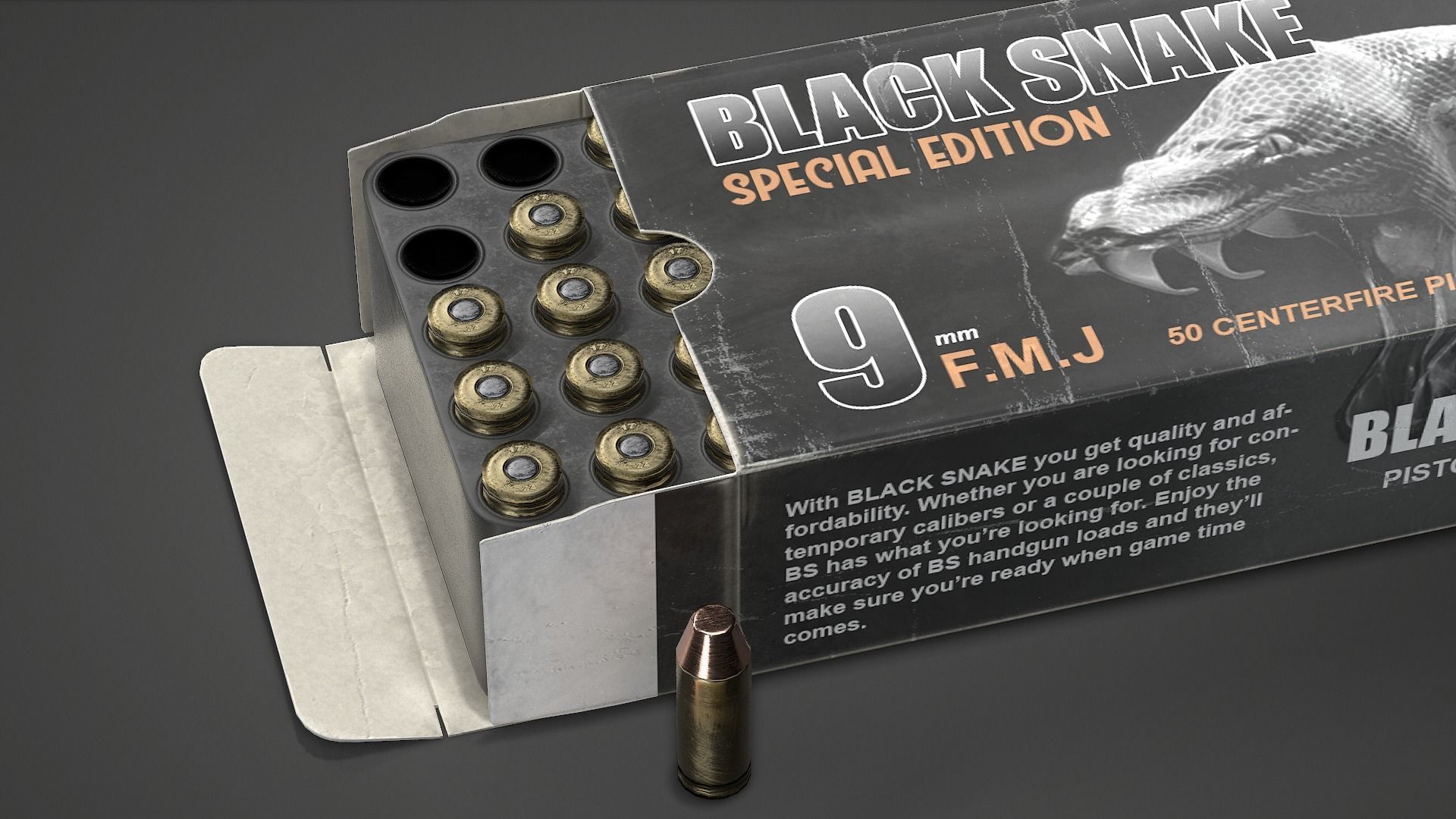 Pistol cartridges ammunition pack - 3D VR  AR  game ready  Low-poly 3D model_35