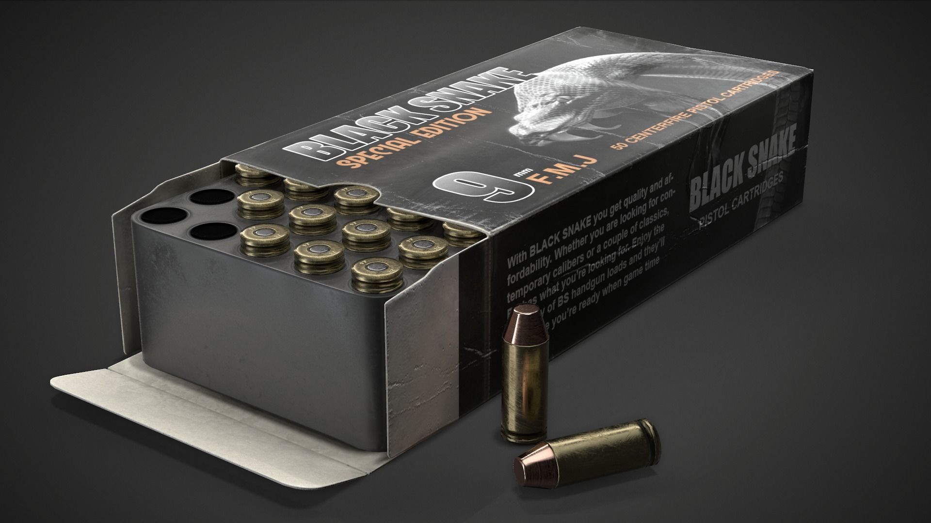 Pistol cartridges ammunition pack - 3D VR  AR  game ready  Low-poly 3D model_20