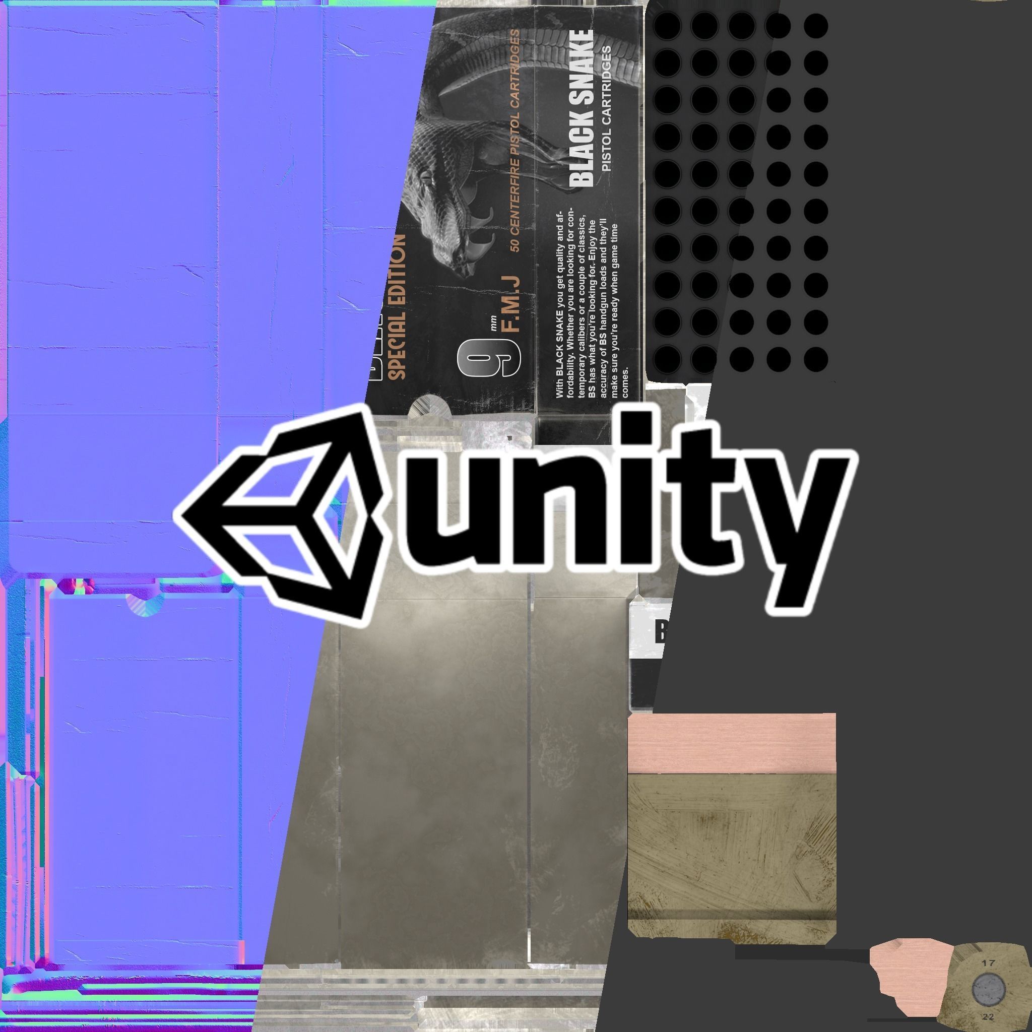 Pistol cartridges ammunition pack - 3D VR  AR  game ready  Low-poly 3D model_6