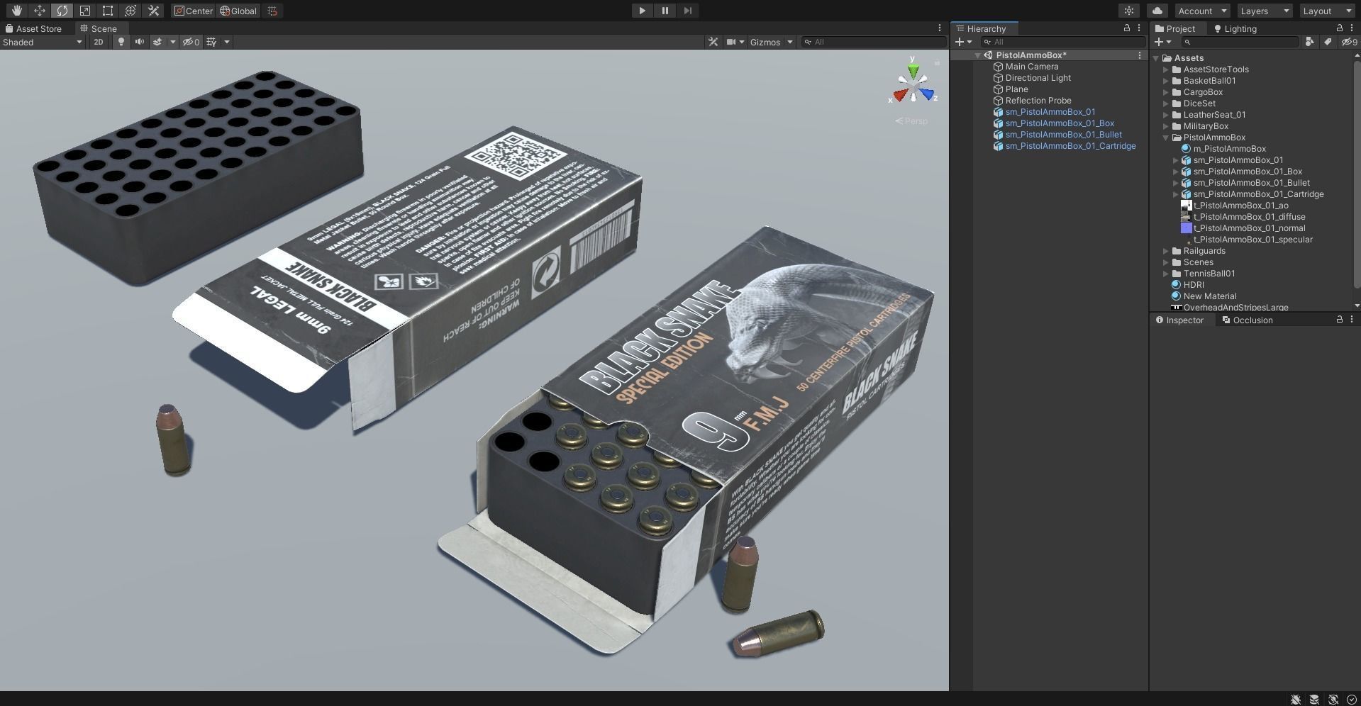 Pistol cartridges ammunition pack - 3D VR  AR  game ready  Low-poly 3D model_7