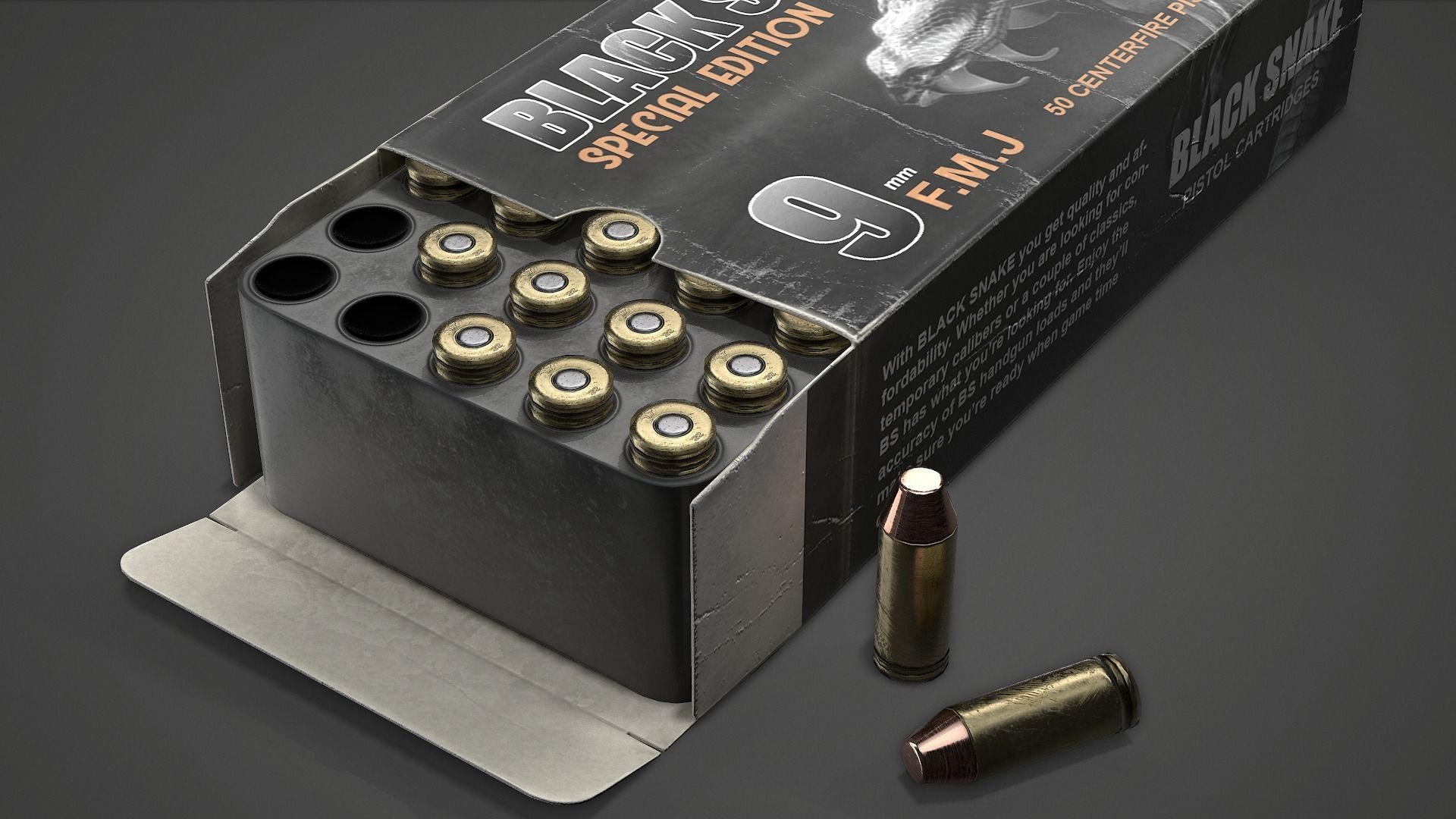 Pistol cartridges ammunition pack - 3D VR  AR  game ready  Low-poly 3D model_36