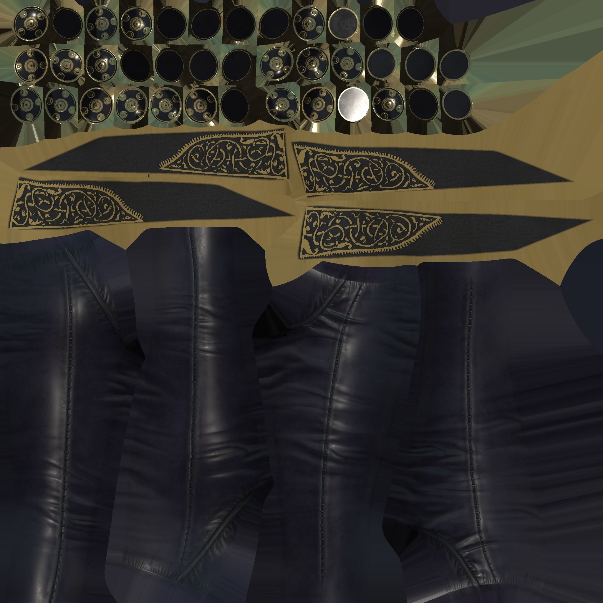 Medieval Female Pants With Loincloth Low-poly 3D model_4