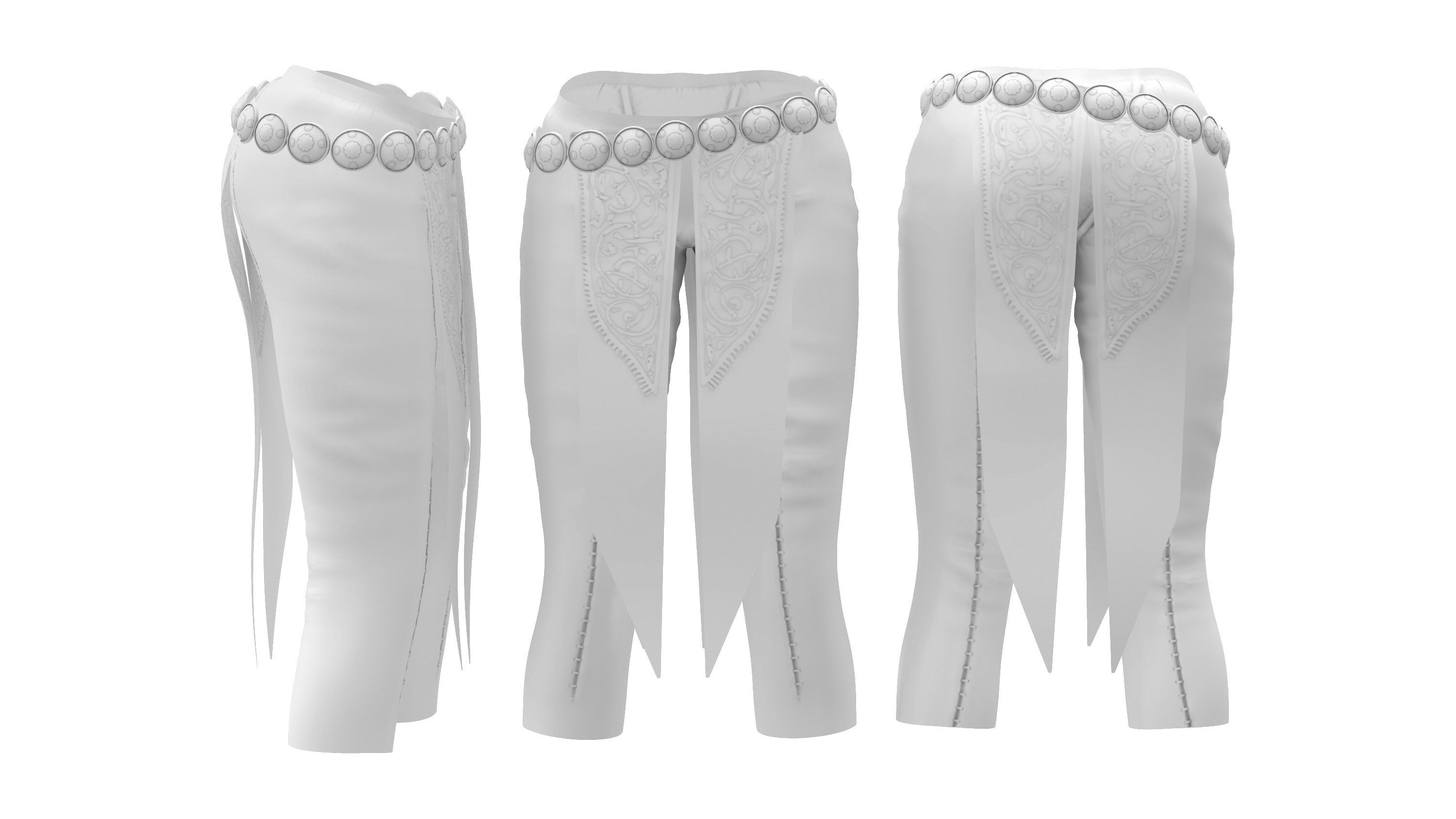 Medieval Female Pants With Loincloth Low-poly 3D model_3