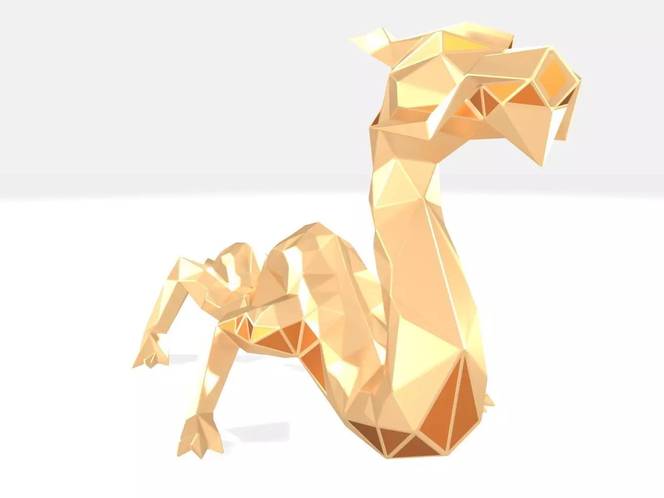 Polygonal Dragon Parametric 3D print model_0