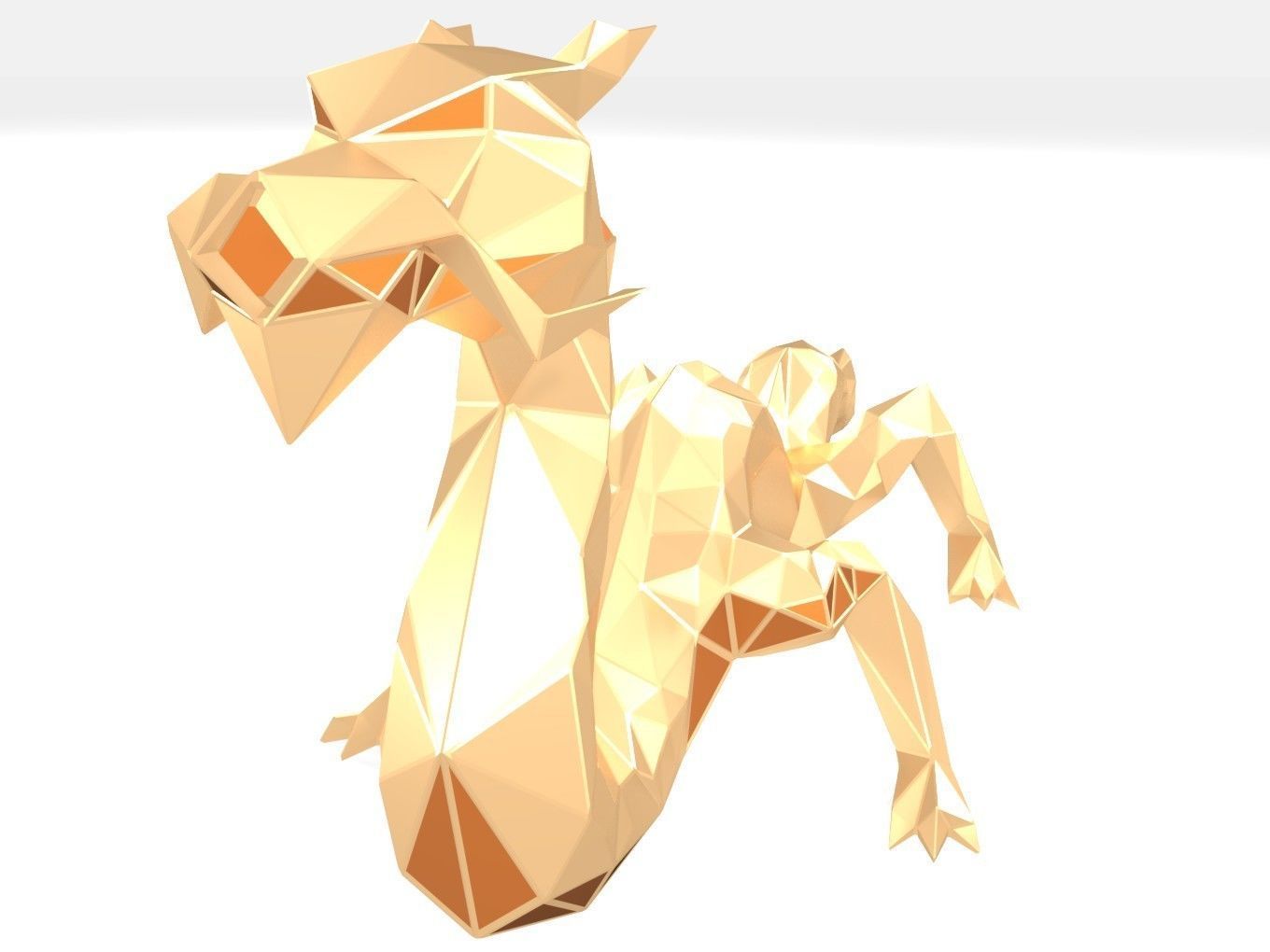 Polygonal Dragon Parametric 3D print model_5