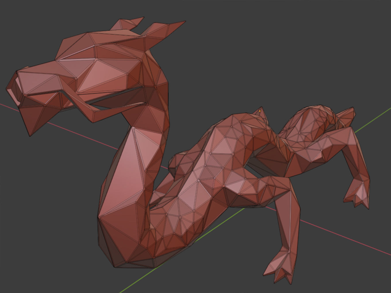 Polygonal Dragon Parametric 3D print model_11