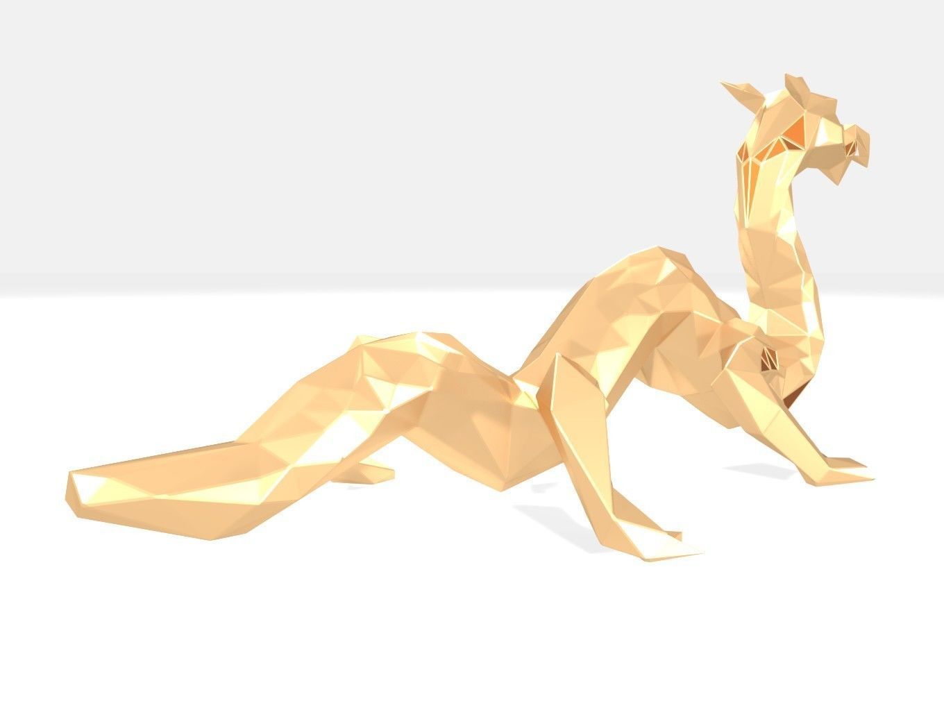 Polygonal Dragon Parametric 3D print model_2