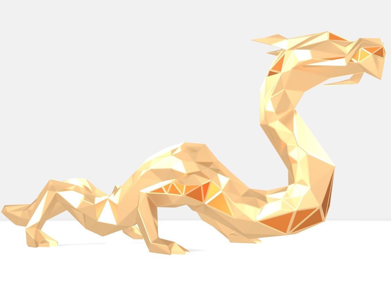 Polygonal Dragon Parametric 3D print model_1