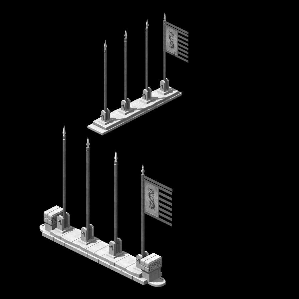 Flag Tower of Honghe Temple 3D model_2