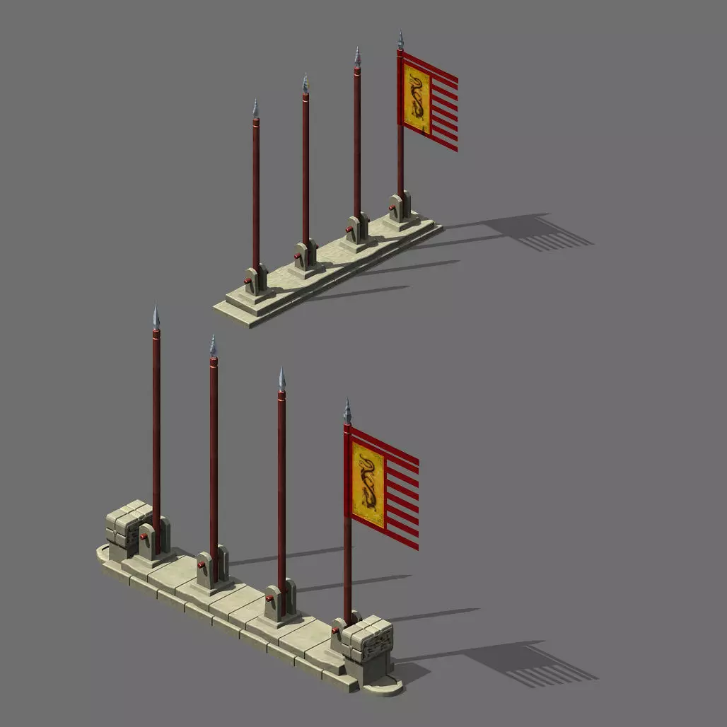 Flag Tower of Honghe Temple 3D model_0