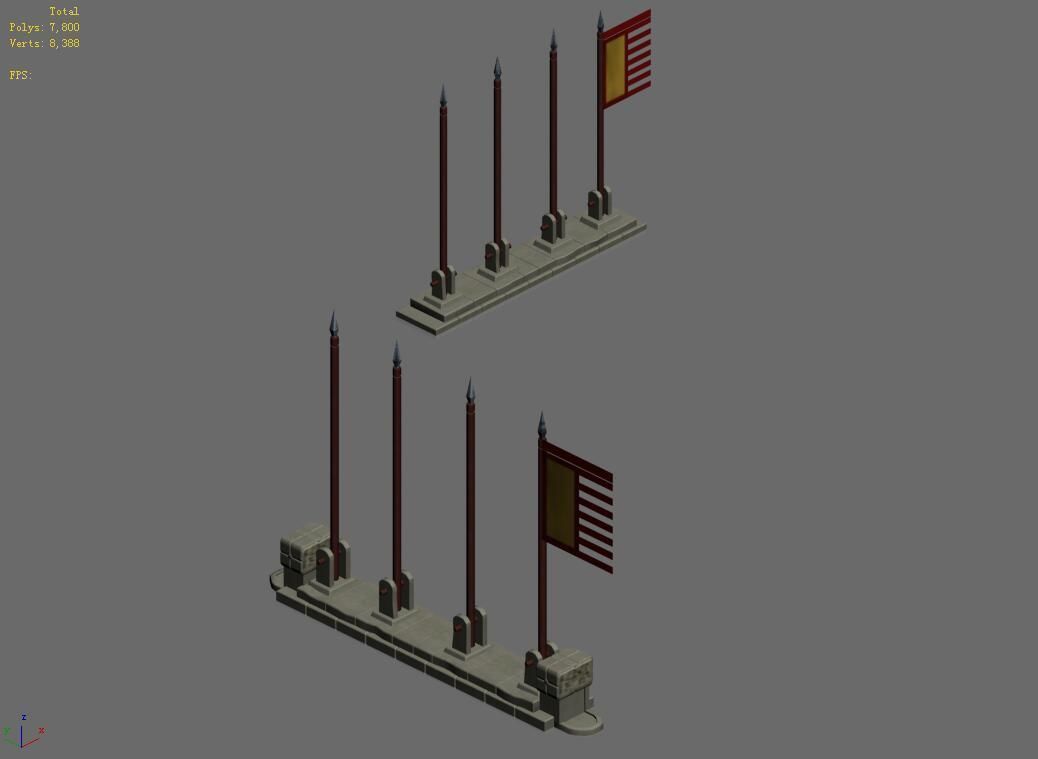 Flag Tower of Honghe Temple 3D model_4