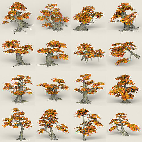 Fantasy Maple Tree Collection Low-poly 3D model