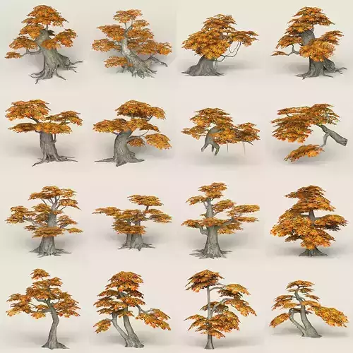 Fantasy Maple Tree Collection Low-poly 3D model