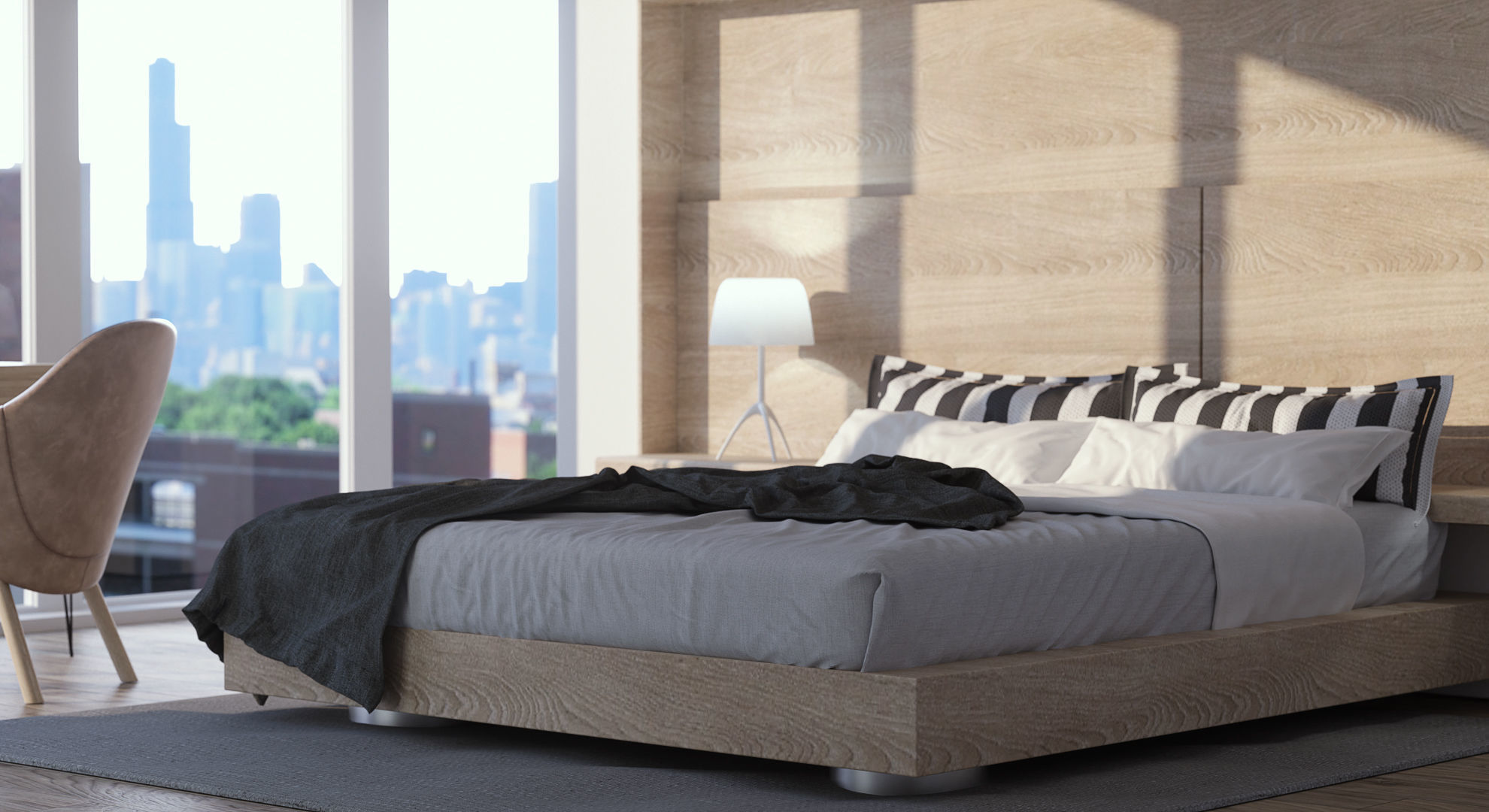 Clean bedroom Octane Render 3D model_1