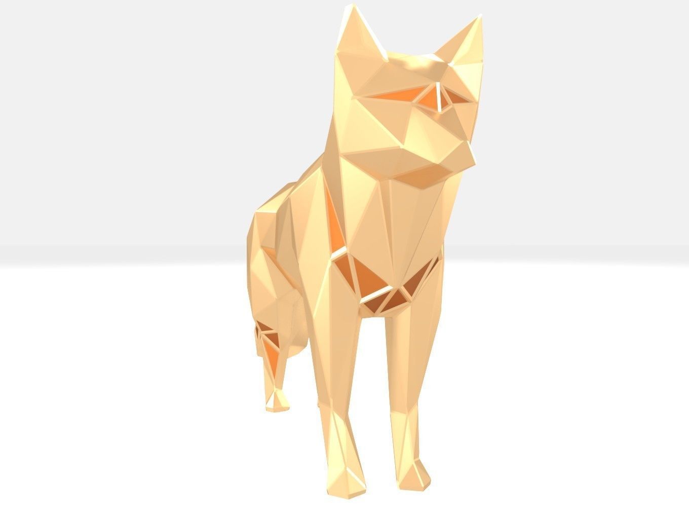 Polygonal Fox Parametric 3D print model_1