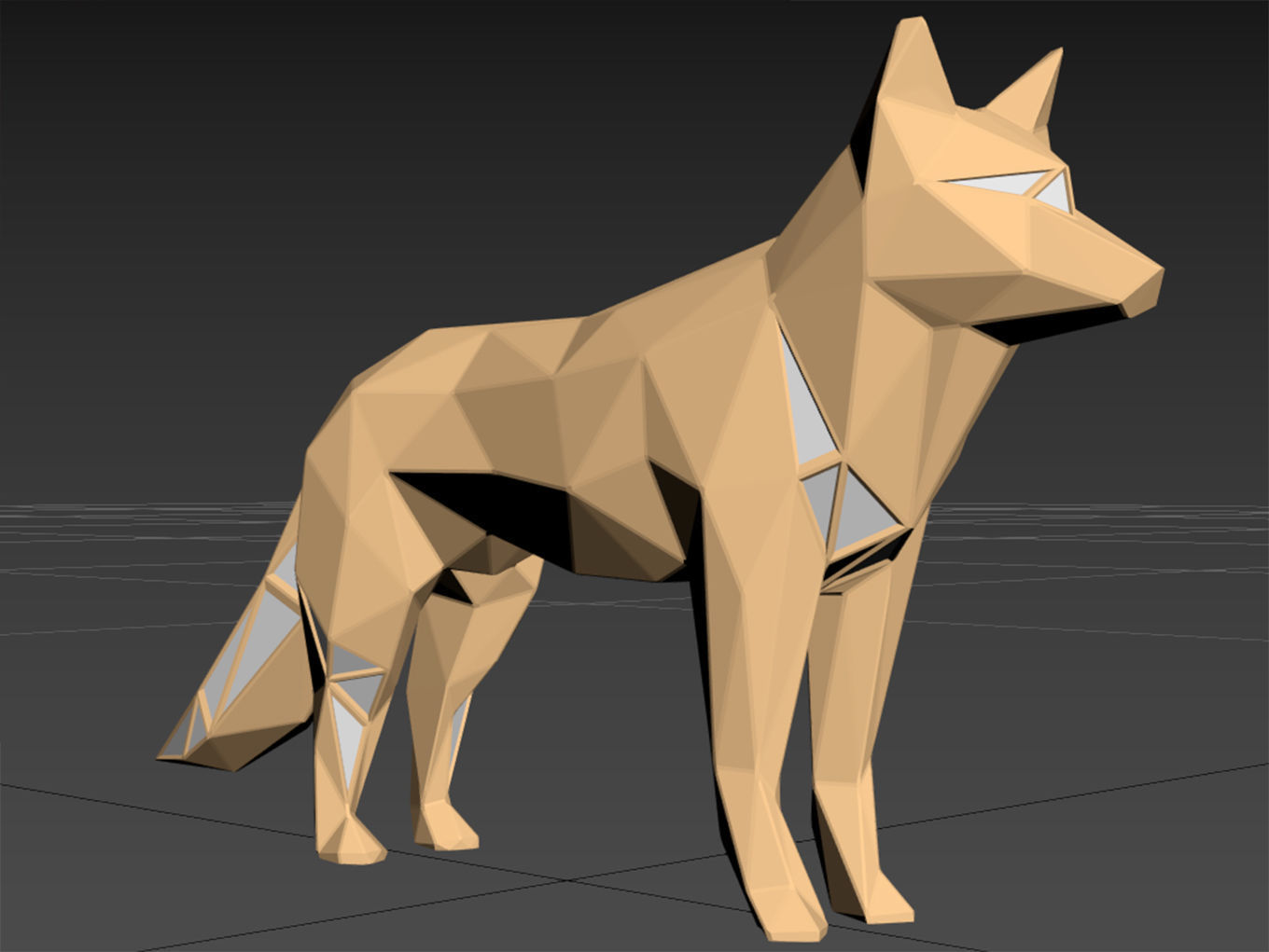 Polygonal Fox Parametric 3D print model_10
