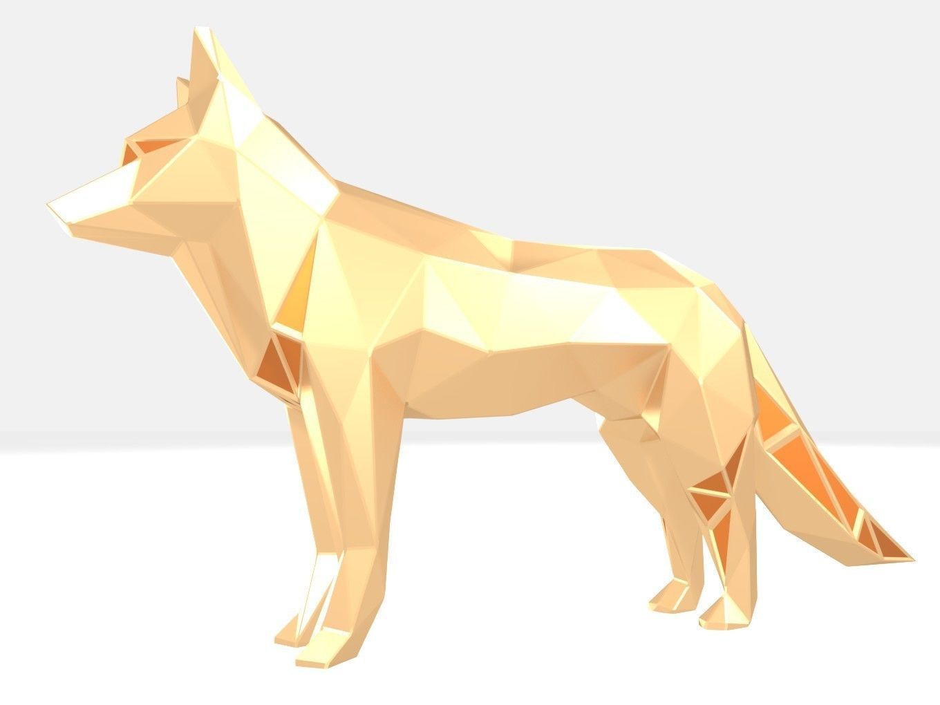 Polygonal Fox Parametric 3D print model_3