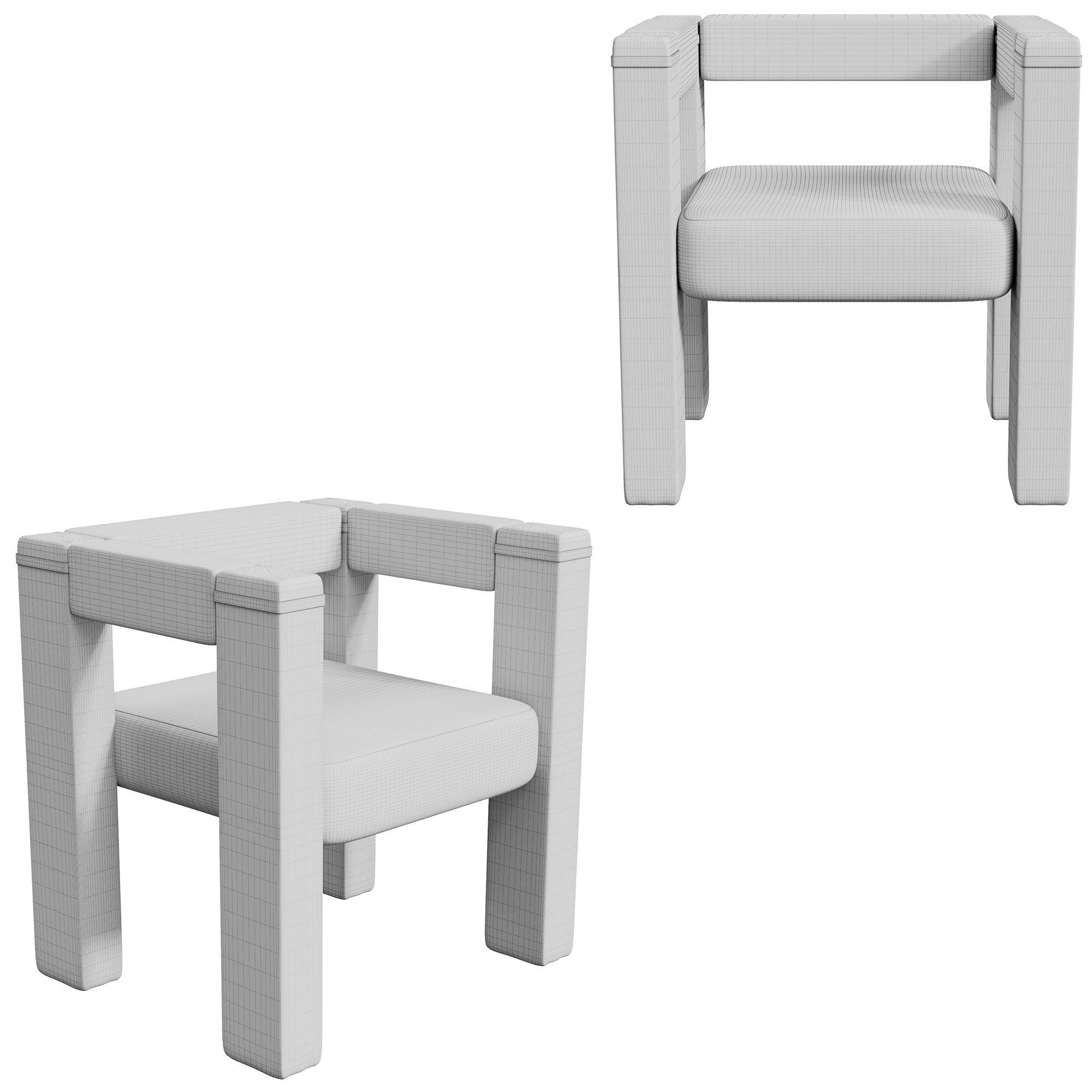 Chair two armchairs - 3D model_2