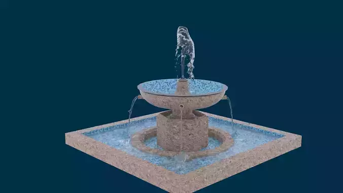 Realistic Water Fountain Loop Animation 8 3D model