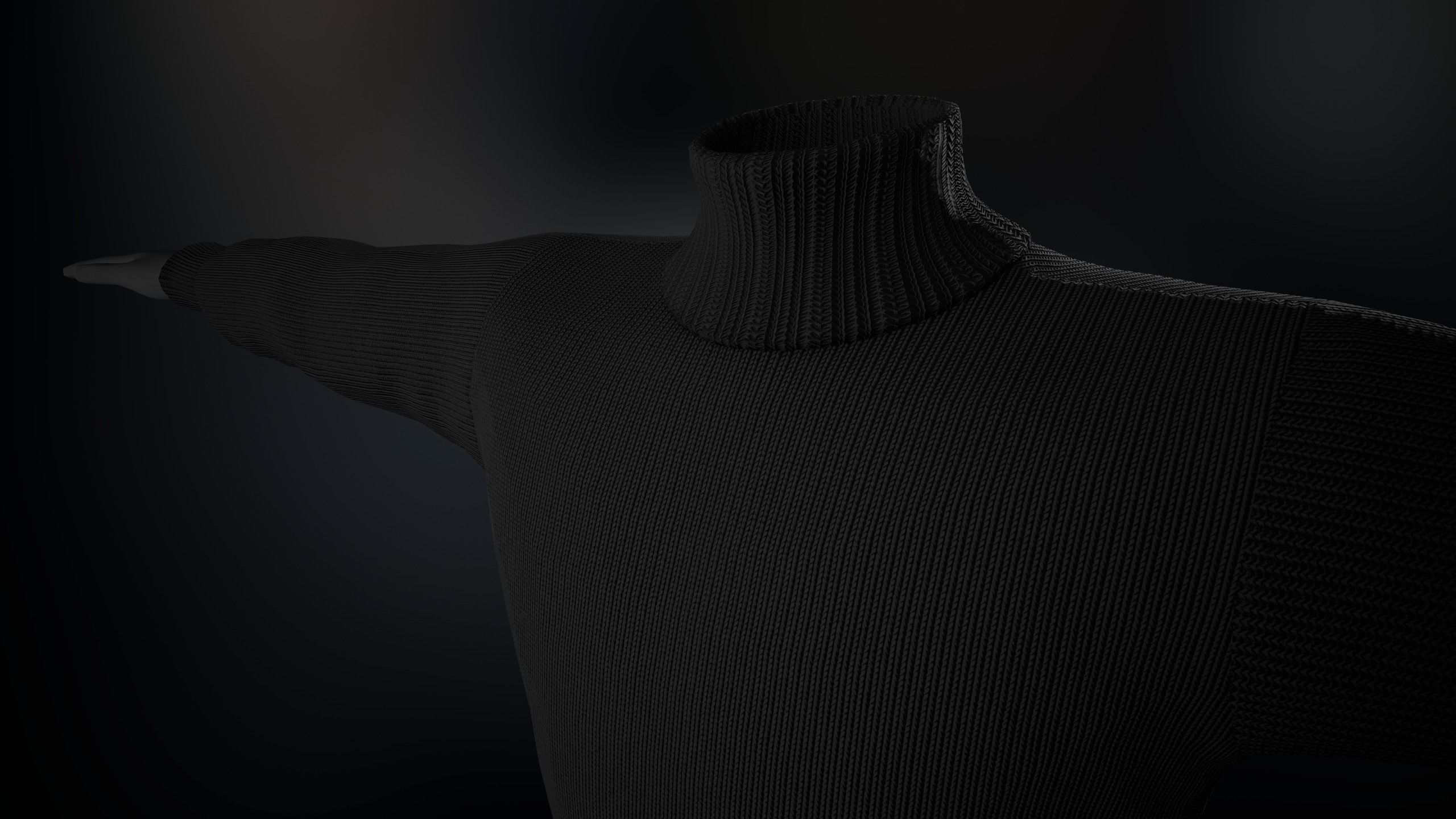 Black Winter Turtleneck Low-poly 3D model_15