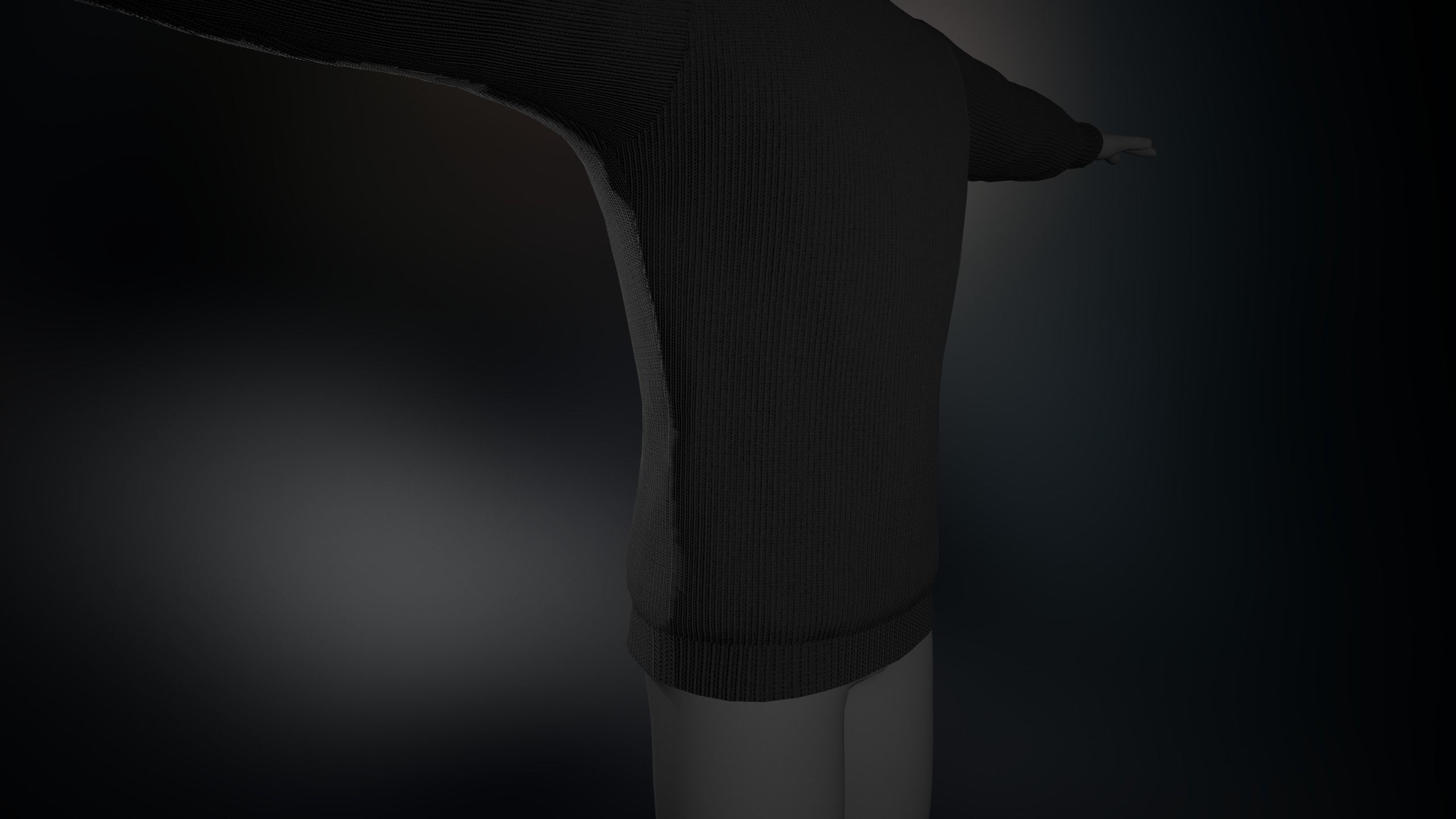 Black Winter Turtleneck Low-poly 3D model_10