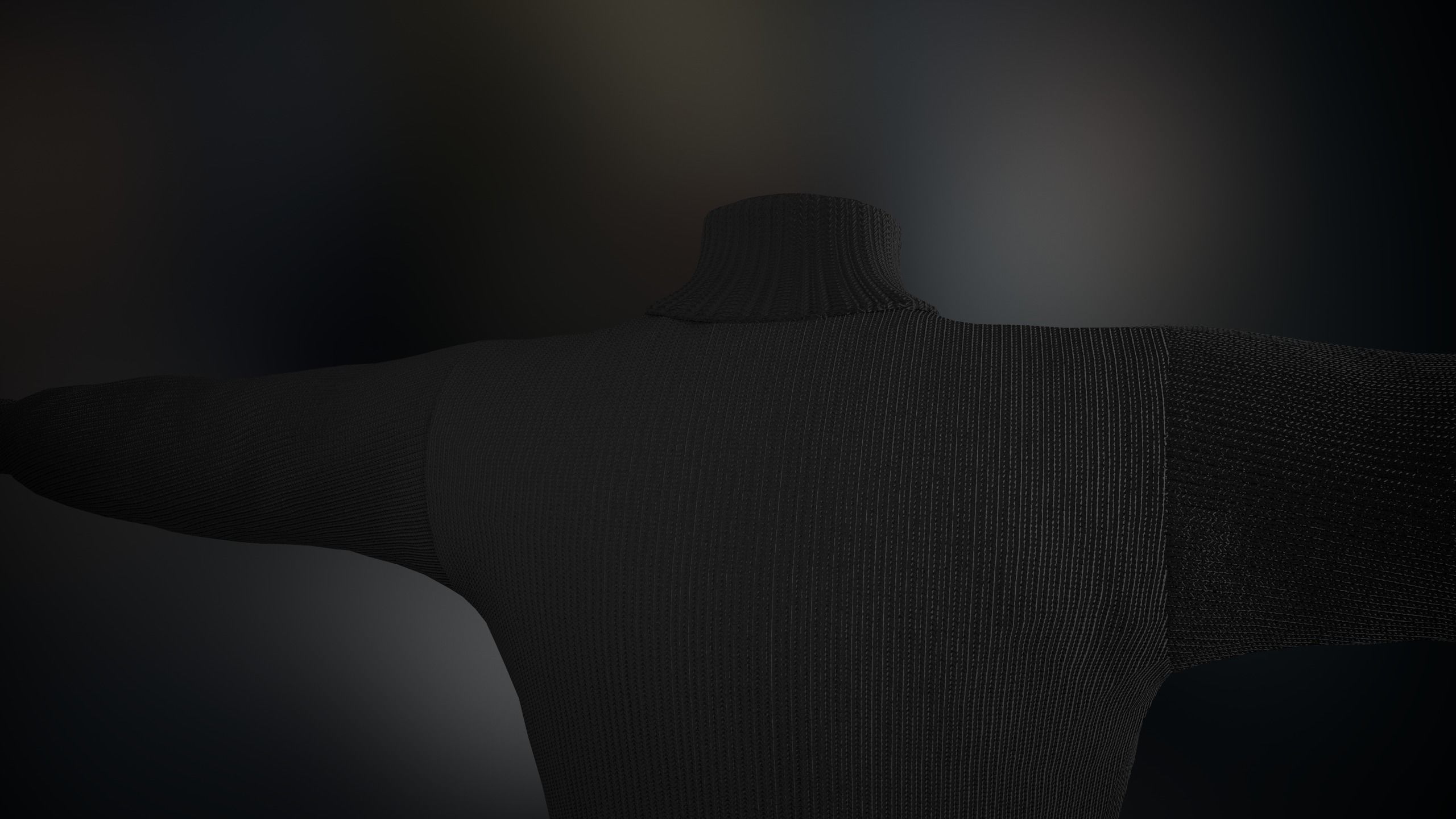 Black Winter Turtleneck Low-poly 3D model_7
